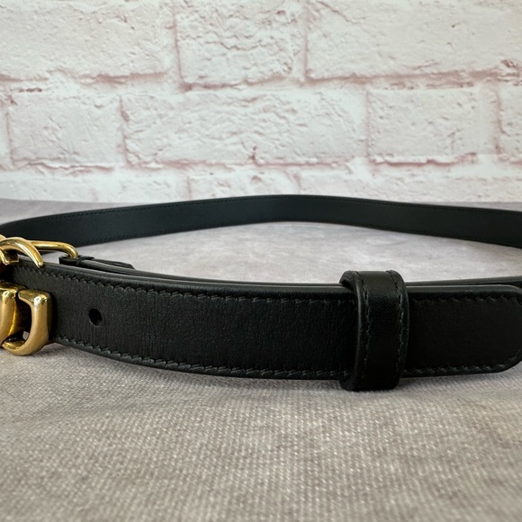 Authentic Gucci Marmont Double GG Black Slim 409417 Leather Belt 80/32 main image 4